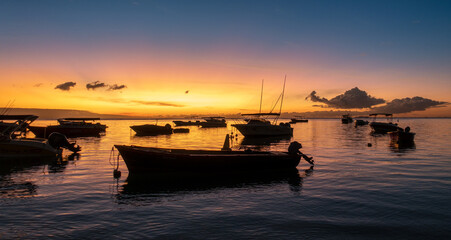Afterglow sunset at Trou aux biches, Mauritius