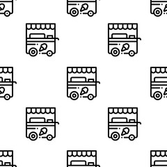ice cream cart icon pattern. Seamless ice cream cart pattern on white background.