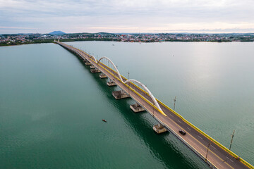 Fototapeta na wymiar Arial view of Dompak Bridge, TanjungPinang, Bintan, Riau Island