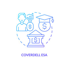 Coverdell ESA blue gradient concept icon. Open student account. Account type for college savings abstract idea thin line illustration. Isolated outline drawing. Myriad Pro-Bold font used