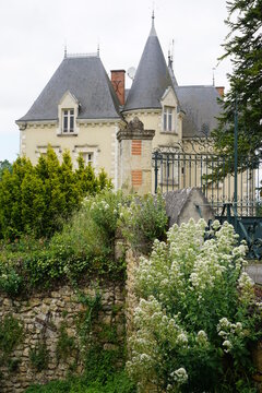 small country castle in the park in brittany france
