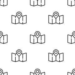 map icon pattern. Seamless map pattern on white background.