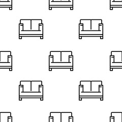 sofa icon pattern. Seamless sofa pattern on white background.