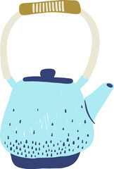 Decorative kettle. Cute rustic teapot with wooden handle