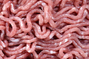 Macro, raw minced meat in close-up, texture background.