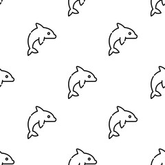 dolphin icon pattern. Seamless dolphin pattern on white background.