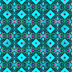 Tribal Art Medallion. Blue, Cyan, Indigo