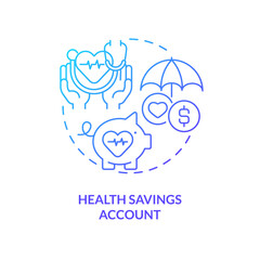 Health savings account blue gradient concept icon. Medical policy. Patient care. Finance management abstract idea thin line illustration. Isolated outline drawing. Myriad Pro-Bold font used