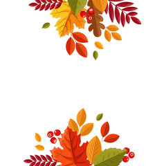 Hello autumn, fall leaves flat, colorful leaves isolated set, autumn elements, fall banner, vector illustration