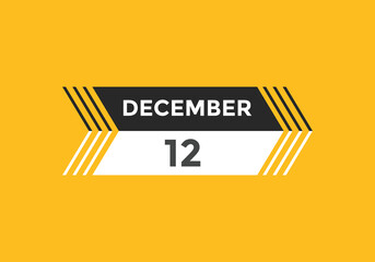 december 12 calendar reminder. 12th december daily calendar icon template. Calendar 12th december icon Design template. Vector illustration
