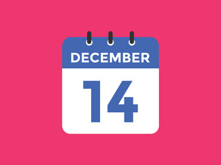 december 14 calendar reminder. 14th december daily calendar icon template. Calendar 14th december icon Design template. Vector illustration
