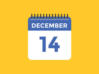december 14 calendar reminder. 14th december daily calendar icon template. Calendar 14th december icon Design template. Vector illustration
