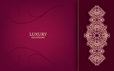 ornate golden floral on dark red background. luxury style