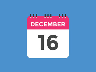 december 16 calendar reminder. 16th december daily calendar icon template. Calendar 16th december icon Design template. Vector illustration
