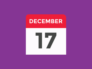 december 17 calendar reminder. 17th december daily calendar icon template. Calendar 17th december icon Design template. Vector illustration

