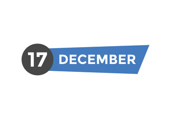 december 17 calendar reminder. 17th december daily calendar icon template. Calendar 17th december icon Design template. Vector illustration
