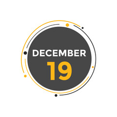 december 19 calendar reminder. 19th december daily calendar icon template. Calendar 19th december icon Design template. Vector illustration
