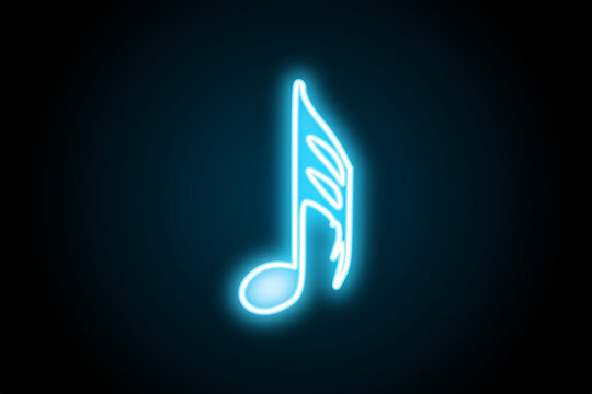 Music note demisemiquaver glowing neon symbol sign icon 