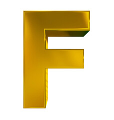 letter F 3d golden isolated on white - 3d rendering