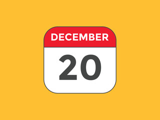 december 20 calendar reminder. 20th december daily calendar icon template. Calendar 20th december icon Design template. Vector illustration
