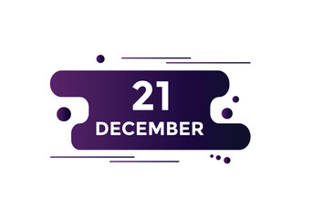 december 21 calendar reminder. 21th december daily calendar icon template. Calendar 21th december icon Design template. Vector illustration
