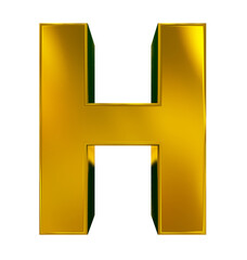 letter H 3d golden isolated on white - 3d rendering