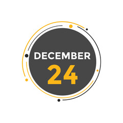 december 24 calendar reminder. 24th december daily calendar icon template. Calendar 24th december icon Design template. Vector illustration
