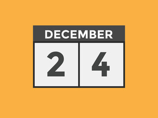 december 24 calendar reminder. 24th december daily calendar icon template. Calendar 24th december icon Design template. Vector illustration
