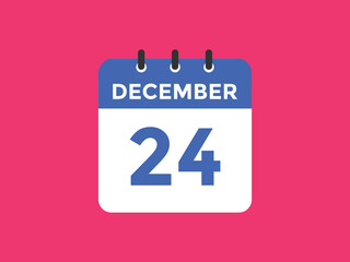 december 24 calendar reminder. 24th december daily calendar icon template. Calendar 24th december icon Design template. Vector illustration
