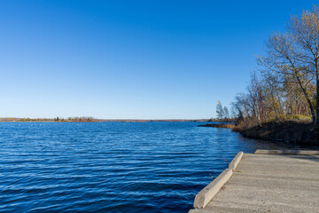 Osisko Lake in a sunny day. Beautiful landscape of Rouyn-Noranda, Abitibi-Temiscamingue, Quebec,...