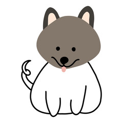 Vector hand-drawn cute dog. Children's color illustration with a dog's muzzle. Isolated on a white background.