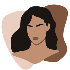 Abstract woman. Feminine concept illustration of boho female. Perfect for posters, wall art, cards. Contemporary portrait. Vector illustration, eps10