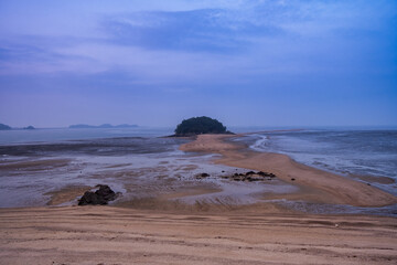 A road to an island during low tide
