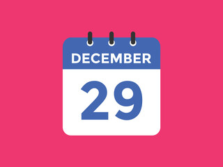 december 29 calendar reminder. 29th december daily calendar icon template. Calendar 29th december icon Design template. Vector illustration
