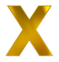 letter X 3d golden isolated on white - 3d rendering