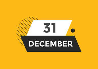 december 31 Calendar icon Design. Calendar Date 31th december. Calendar template 
