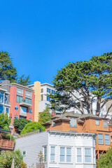 Dense housing on a sloped neighborhood at San Francisco, California