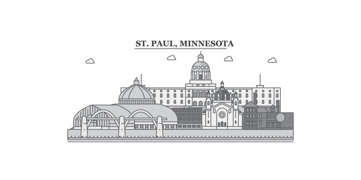United States, St. Paul city skyline isolated vector illustration, icons