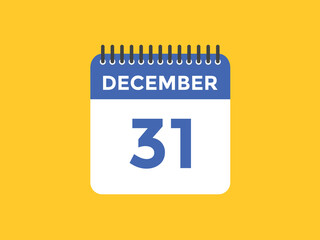 december 31 Calendar icon Design. Calendar Date 31th december. Calendar template 
