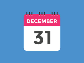 december 31 Calendar icon Design. Calendar Date 31th december. Calendar template 
