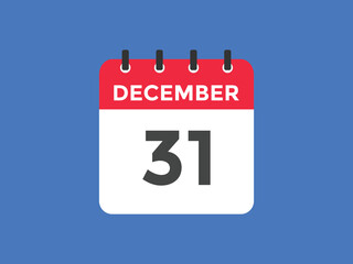 Fototapeta premium december 31 calendar reminder. 31th december daily calendar icon template. Vector illustration 