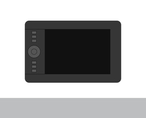  Graphics Tablet and Electronics Display Device, Vector input device,  
 Computer Icons.  pad icon Black on a white background. Vector art Illustration Of Digitizing
