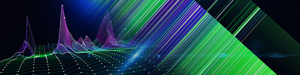 Abstract  background board virtual graph grid with color lines.  Presentation concept of 3d algorithms. Banner for business, science and technology. Big Data.