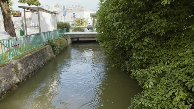 bridge across little river in Sankt Poelten