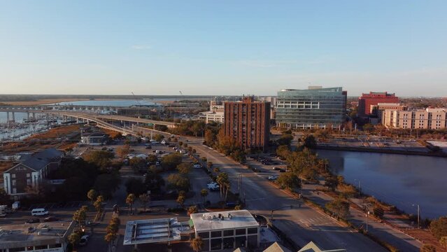 Pulling away from downtown Charleston and Ashley River