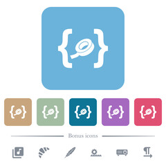 Software patch flat icons on color rounded square backgrounds