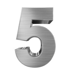 number 5 3d metal isolated on white - 3d rendering