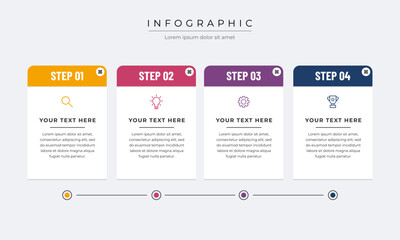 Colourful infographic steps with text boxes. Business concept with 4 steps. Timeline infographic design.