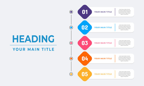 Goals infographic template. Business concept with 5 steps. Timeline infographic design.