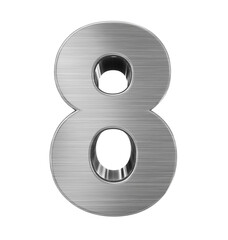 number 8 3d metal isolated on white - 3d rendering